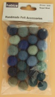 Handmade Felt Accessories - 15mm Balls - Blues